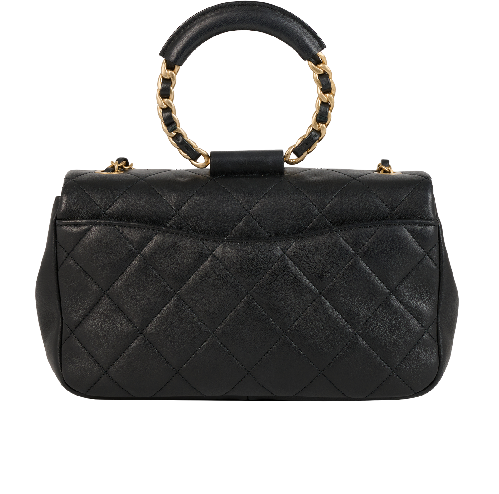 Top Handle Flap, &pound;3,500, Handbags, Black, Lambskin Leather, Back view